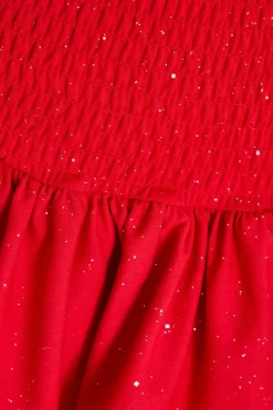 Quiz Glitter Shir Waist Skirt Red Discount