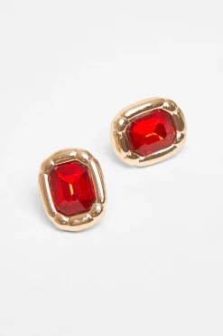 Quiz Jewel Stud Earrings Red Online