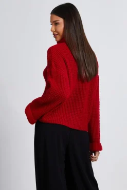 Quiz Knitted Roll Neck Jumper Red Sale
