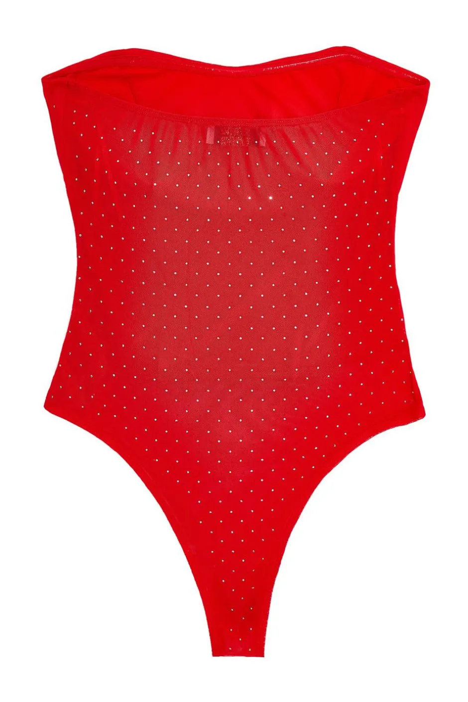 Quiz Red Mesh Embellished Bodysuit New