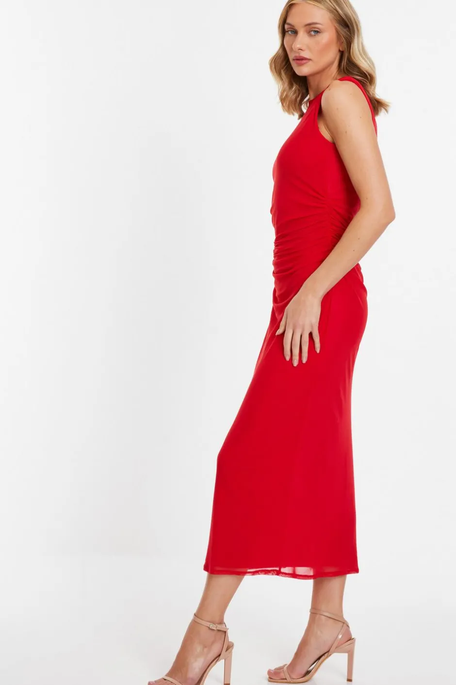 Quiz Red Mesh Midaxi Dress Sale