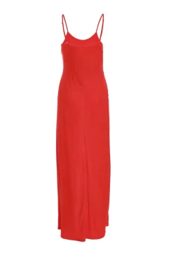Quiz Red Mesh Ruffle Maxi Dress New