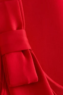 Quiz Red One Shoulder Bow Skater Midi Dress Discount