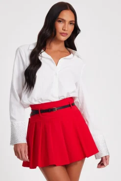 Quiz Pleated Mini Skirt Red Online