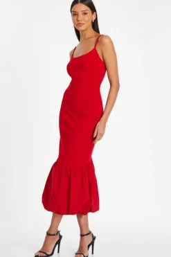 Quiz Puff Ball Midi Dress Red Online