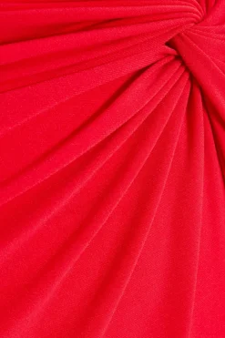 Quiz Red Ruched Split Maxi Skirt Sale