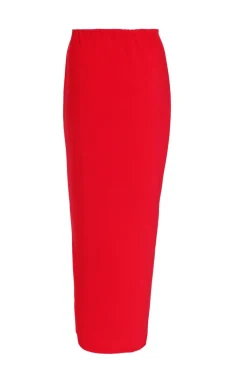 Quiz Ruched Split Maxi Skirt Red Outlet