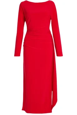 Quiz Red Ruffle Side Midi Dress New