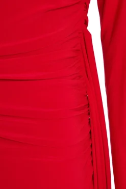 Quiz Red Ruffle Side Midi Dress New
