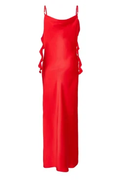 Quiz Satin Corsage Midaxi Dress Red Best