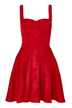 Quiz Satin Jacquard Mini Dress Red Best