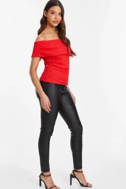 Quiz Textu Bardot Top Red Online