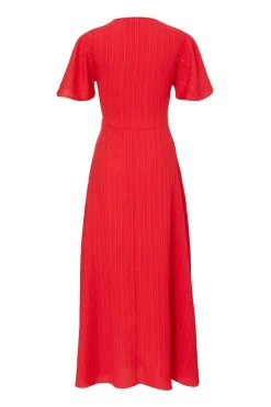 Quiz Red Textured Knot Midi Dress Discount