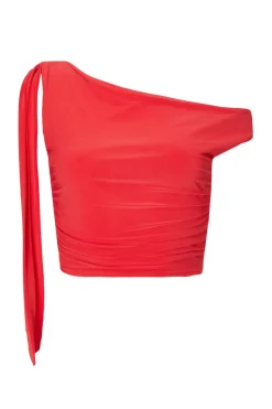 Quiz Red Tie Shoulder Crop Top Online
