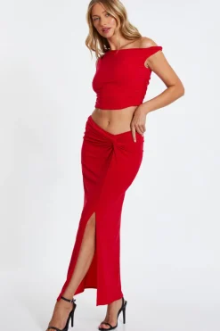 Quiz Twist Crop Top Red