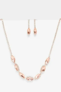 Quiz Diamante Swirl Jewellery Set Rose Gold
