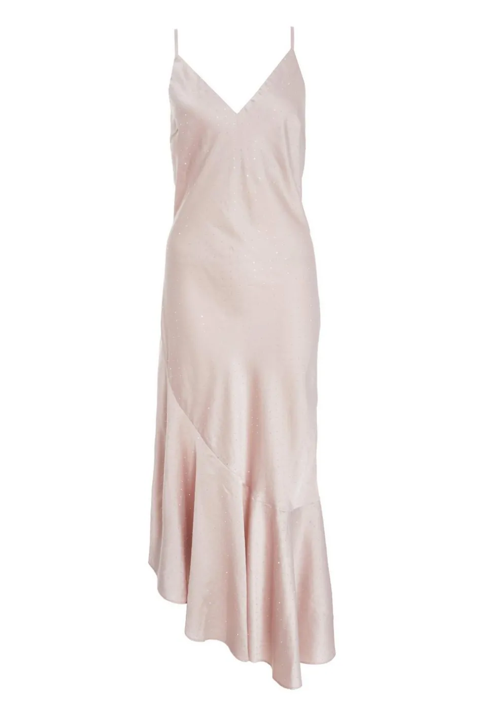 Quiz Satin Asymmetric Midaxi Dress Rose Gold Hot