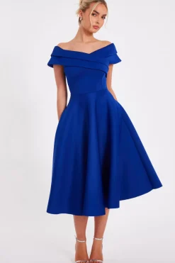 Quiz Bardot Midi Dress Royal Blue Discount