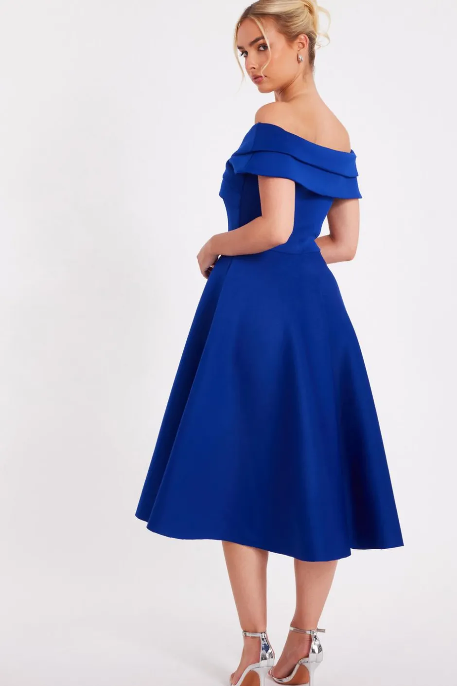 Quiz Bardot Midi Dress Royal Blue Discount