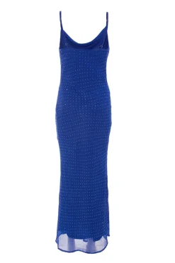 Quiz Royal Blue Diamante Maxi Dress Outlet
