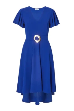 Quiz Dip Hem Midi Dress Royal Blue Clearance