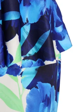 Quiz Royal Blue Floral Frill Midi Dress Clearance