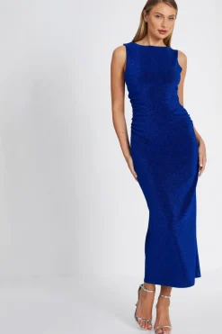 Quiz Royal Blue High Neck Midaxi Dress Hot