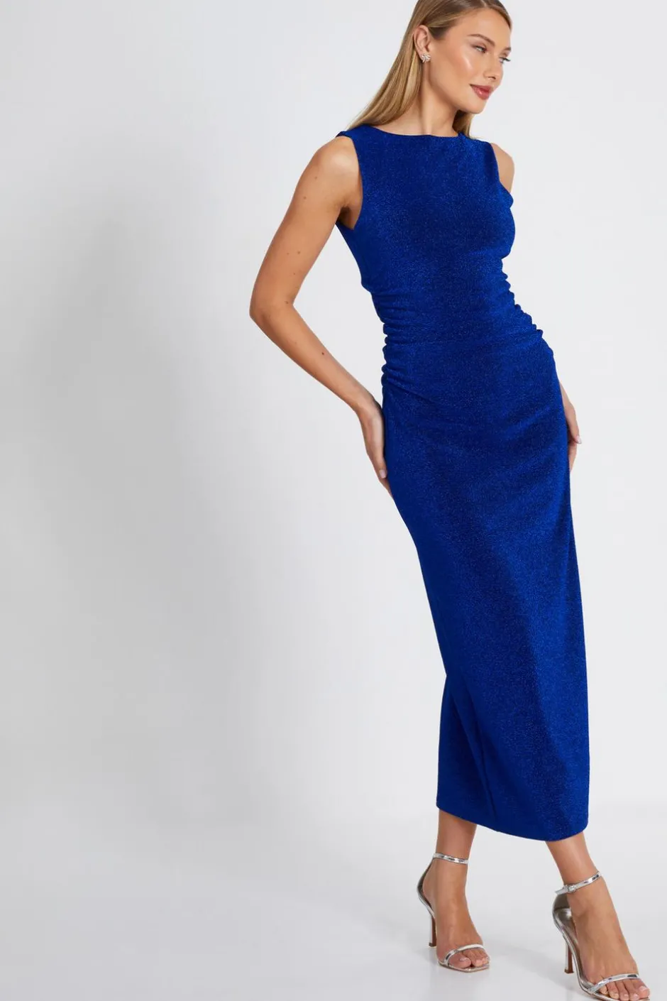 Quiz Royal Blue High Neck Midaxi Dress Hot