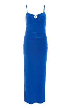 Quiz Royal Ruched Maxi Dress Blue Best