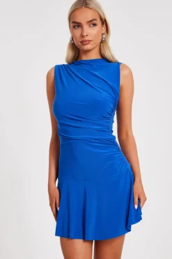 Quiz Ruched Playsuit Royal Blue New