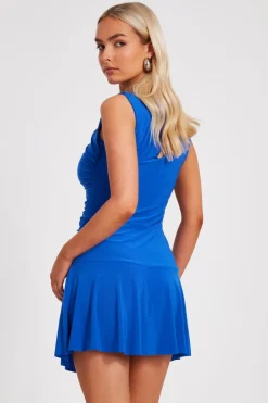 Quiz Ruched Playsuit Royal Blue New