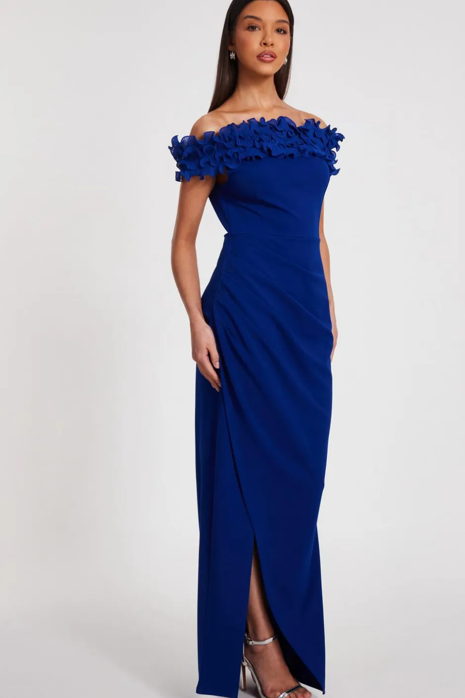 Quiz Royal Blue Ruffle Maxi Dress