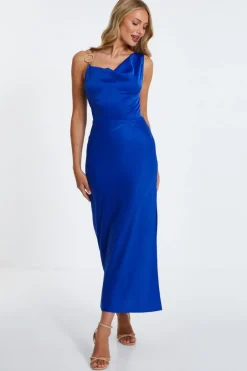 Quiz Satin Cowl Neck Midaxi Dress Royal Blue Best