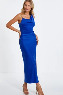 Quiz Satin Cowl Neck Midaxi Dress Royal Blue Best