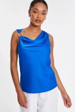 Quiz Royal Blue Satin Vest Top Sale