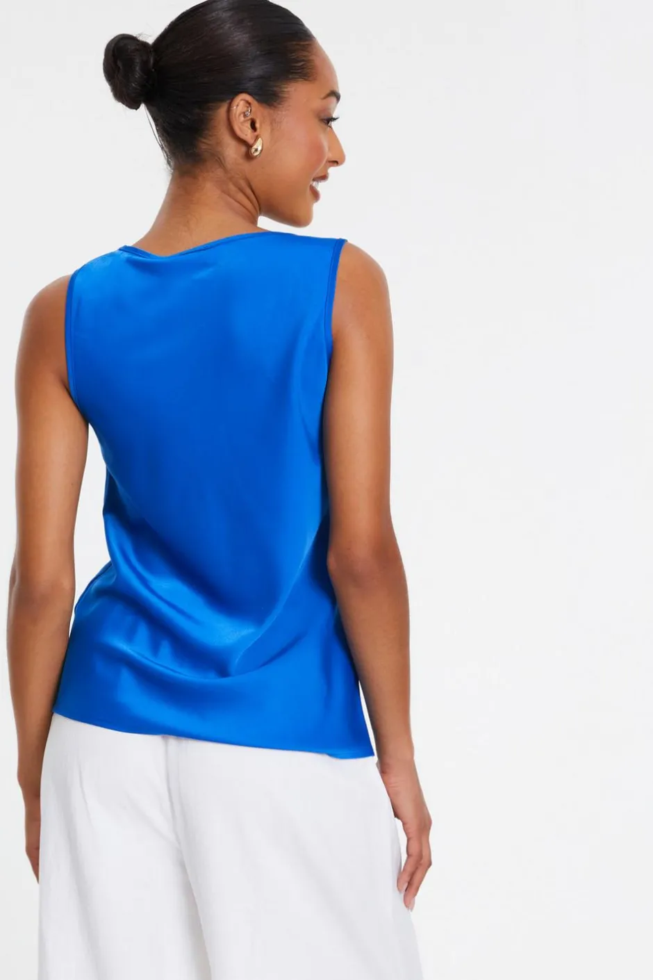 Quiz Royal Blue Satin Vest Top Sale