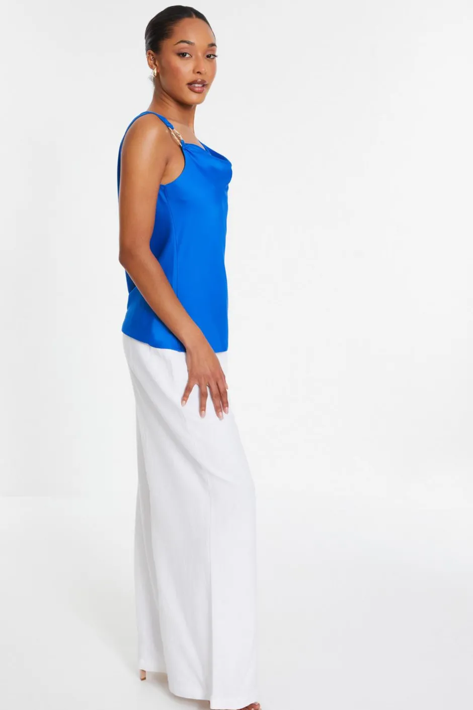 Quiz Royal Blue Satin Vest Top Sale