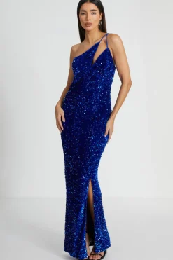 Quiz Sequin Maxi Dress Royal Blue Best