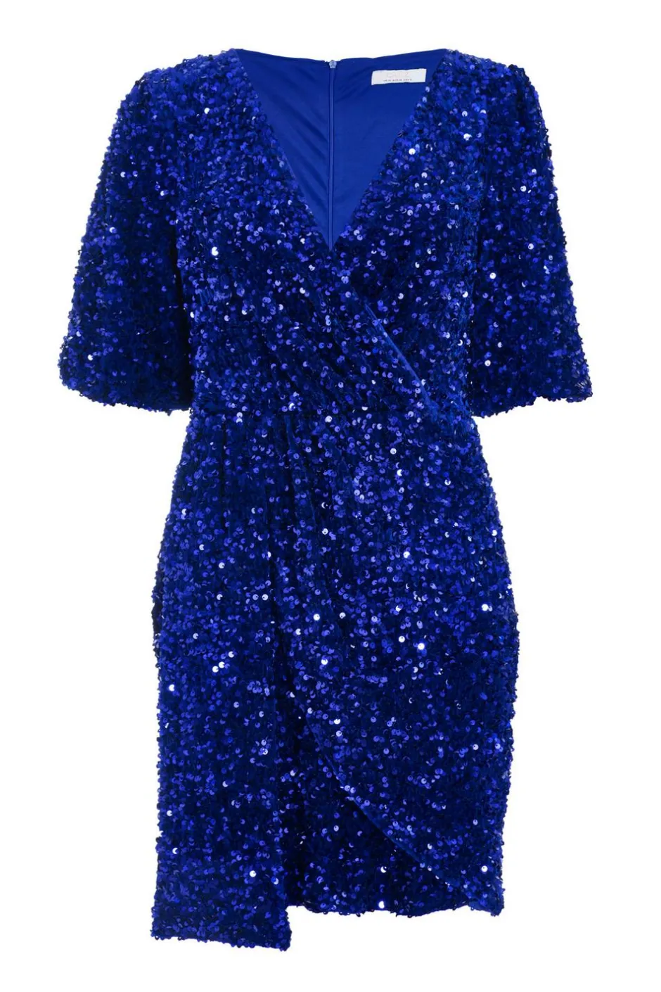 Quiz Royal Blue Sequin Wrap Mini Dress Discount