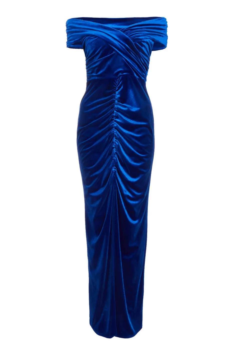 Quiz Royal Blue Velvet Bardot Maxi Dress Clearance