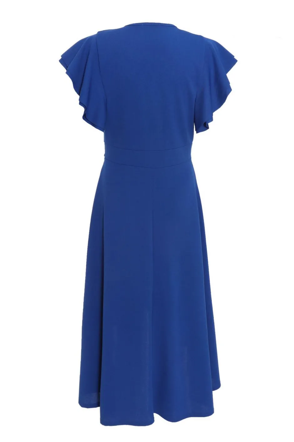 Quiz Royal Blue Wrap Frill Sleeve Midi Dress Outlet