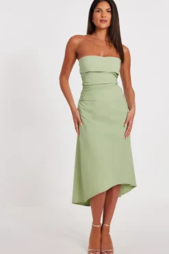 Quiz Bandeau Midi Dress Sage Clearance