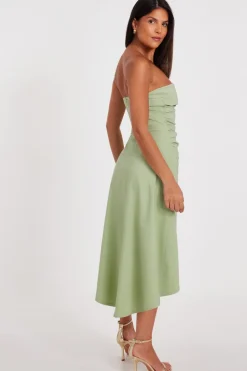 Quiz Bandeau Midi Dress Sage Clearance