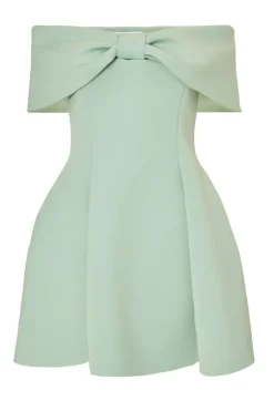 Quiz Bardot Bow Skater Dress Sage New