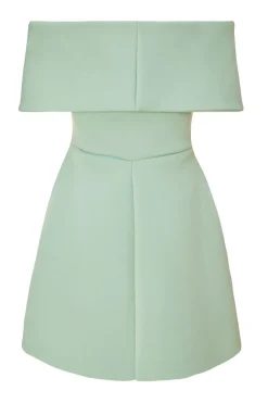 Quiz Bardot Bow Skater Dress Sage New