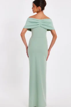 Quiz Bardot Wrap Maxi Dress Sage