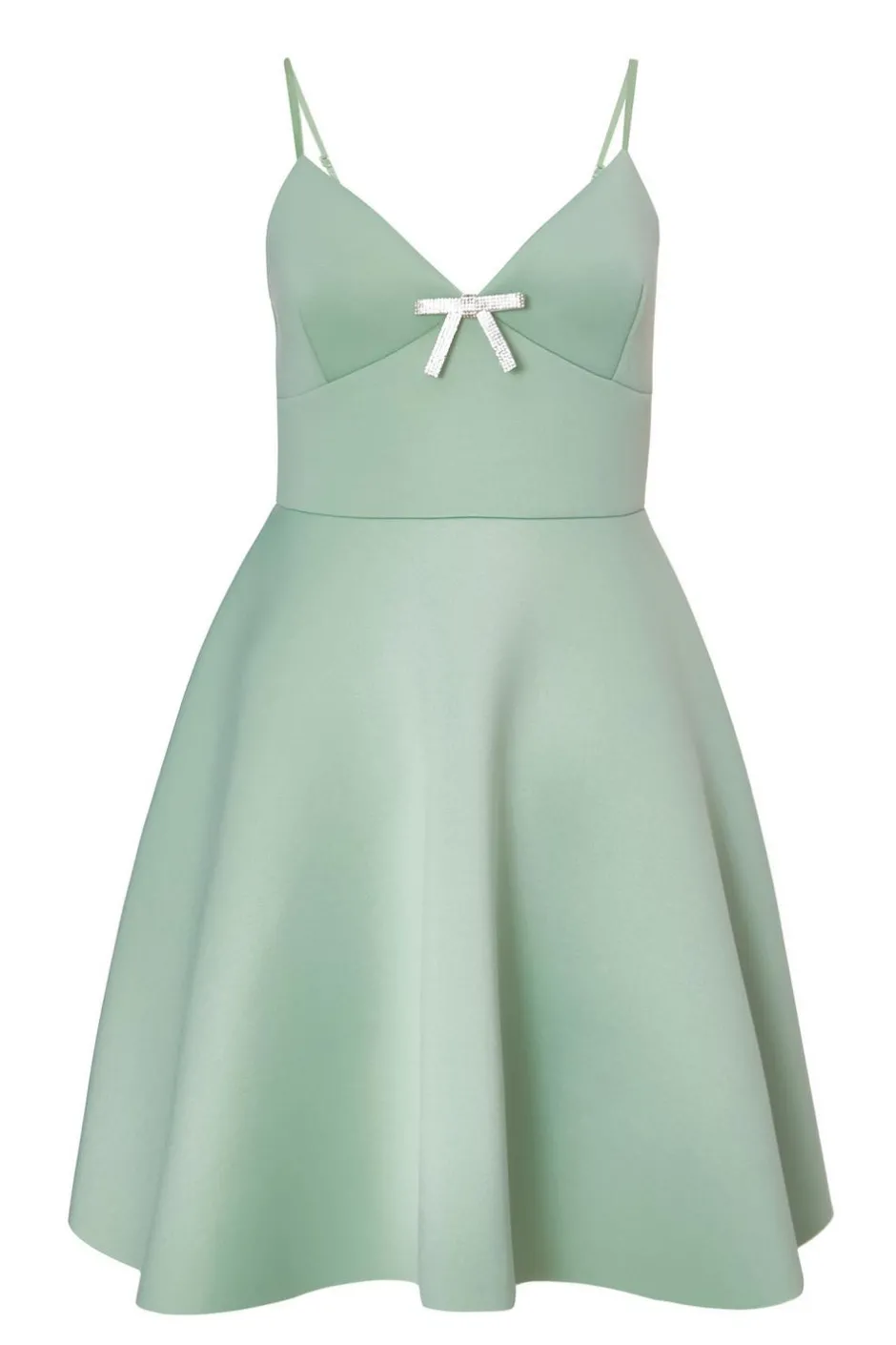 Quiz Bow Front Skater Dress Sage New