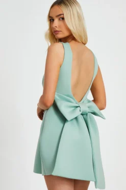 Quiz Bow Skater Dress Sage Discount
