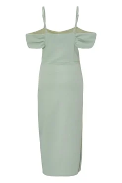 Quiz Cold Shoulder Midi Dress Sage Outlet