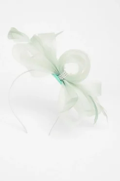 Quiz Diamante Bow Headband Fascinator Sage Outlet
